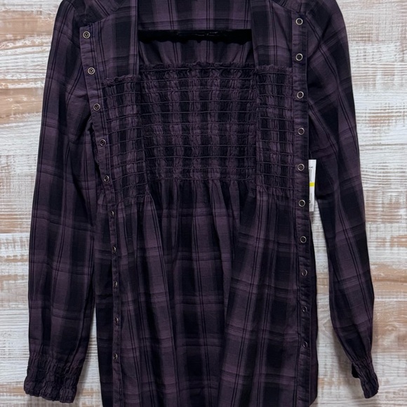 XCVI Purple Plaid Tunic Top in Size Medium - Picture 3 of 8